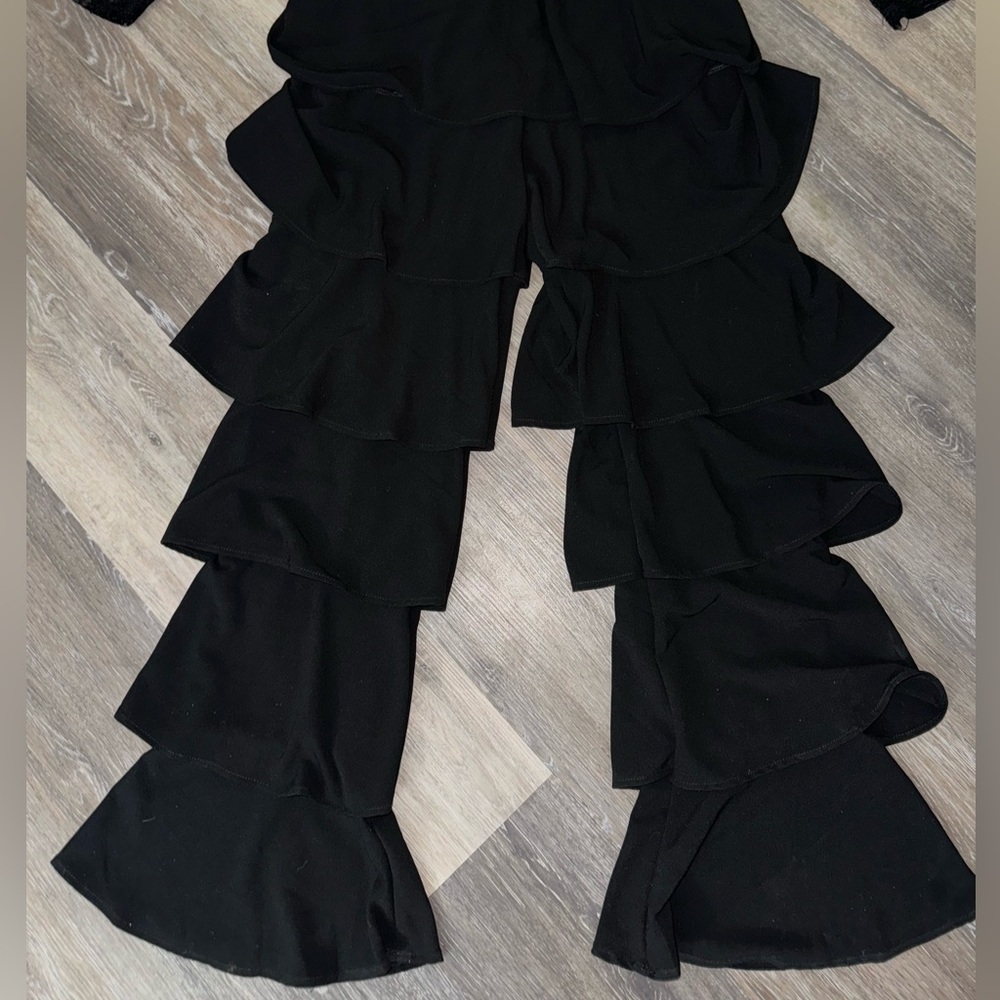 Alpha & Omega Black Mesh Ruffled Jumpsuit - Size Large - Picture 5 of 9